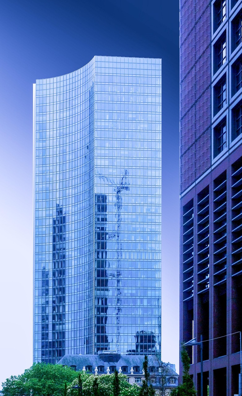 skyscraper, glass windows, building, facade, nature, architecture, high-rise building, windows, office building, modern building, modern, trees, modern architecture, urban